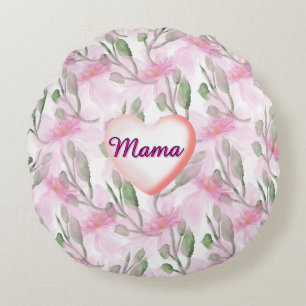 Custom and Personalized  watercolor floral gift  Round Pillow