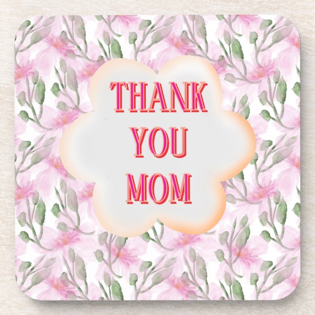 Custom and Personalized watercolor floral pattern  Coaster (Front)
