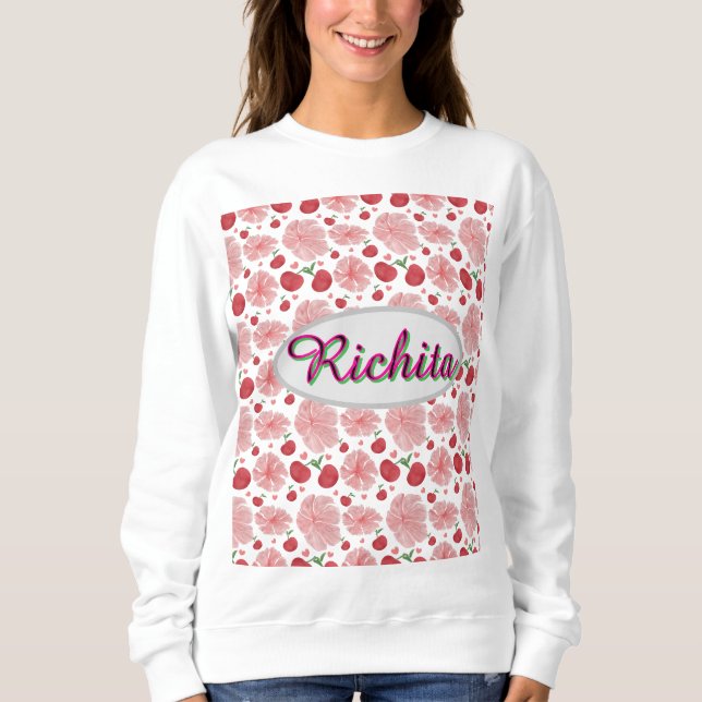Custom and personalized watercolor floral pattern  sweatshirt (Front)