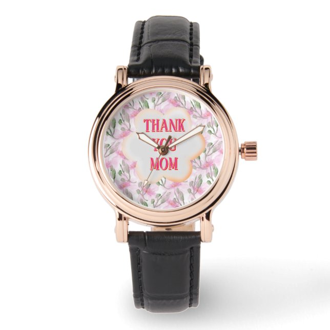Custom and Personalized watercolor floral pattern  Watch (Front)