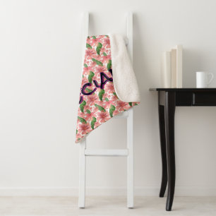 Custom and personalized watercolor floral  sherpa blanket