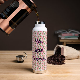 Custom and personalized watercolor floral water bottle