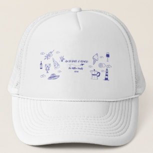 Custom Andiamo a Roma Italy Family Vacation Blue Trucker Hat