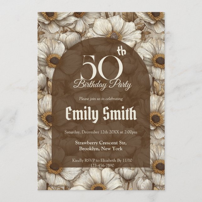 Custom Anemones Fantasy Her Birthday Invitation (Front)