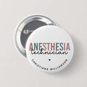 Custom Anesthesia Technician Retro Anesthetic Tech 2 Inch Round Button