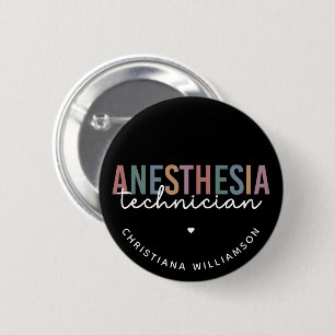 Custom Anesthesia Technician Retro Anesthetic Tech 2 Inch Round Button