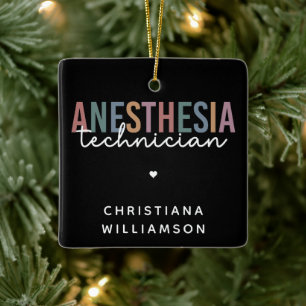 Custom Anesthesia Technician Retro Anesthetic Tech Ceramic Ornament