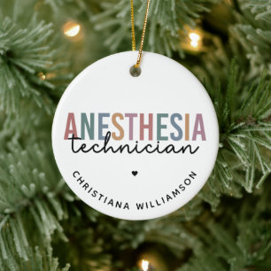 Custom Anesthesia Technician Retro Anesthetic Tech Ceramic Ornament