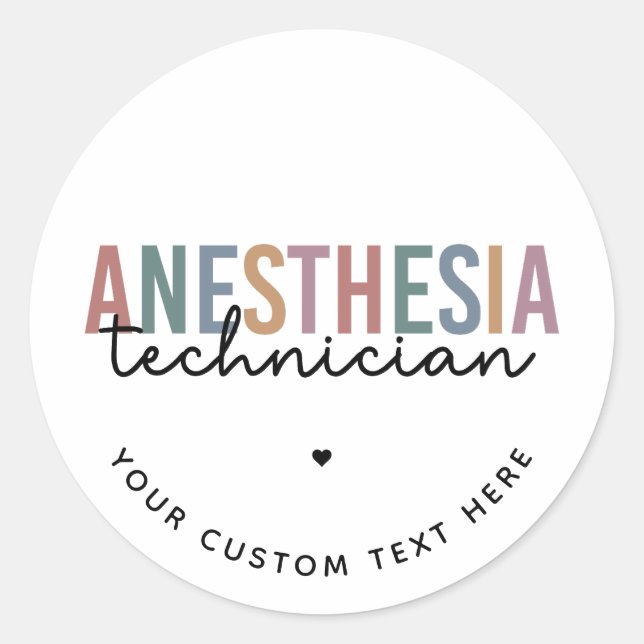 Custom Anesthesia Technician Retro Anesthetic Tech Classic Round Sticker (Front)