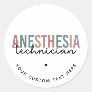 Custom Anesthesia Technician Retro Anesthetic Tech Classic Round Sticker