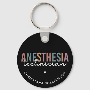 Custom Anesthesia Technician Retro Anesthetic Tech Keychain