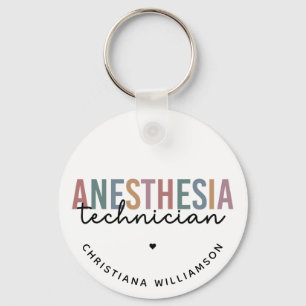 Custom Anesthesia Technician Retro Anesthetic Tech Keychain