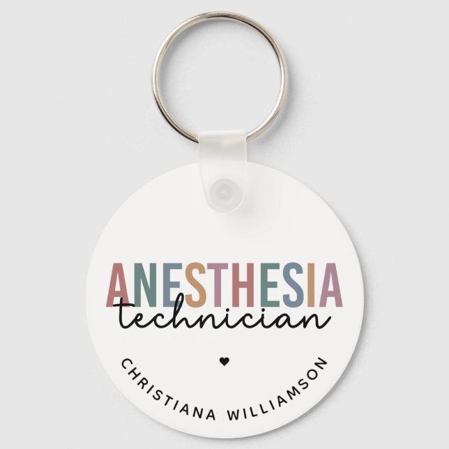 Custom Anesthesia Technician Retro Anesthetic Tech Keychain (Front)