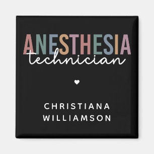 Custom Anesthesia Technician Retro Anesthetic Tech Magnet