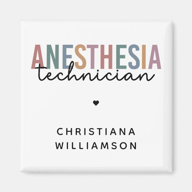 Custom Anesthesia Technician Retro Anesthetic Tech Magnet (Front)