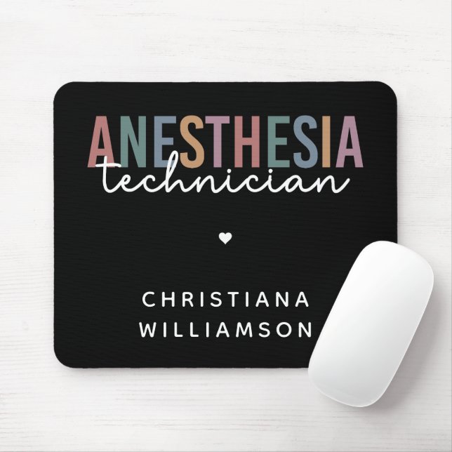 Custom Anesthesia Technician Retro Anesthetic Tech Mouse Pad (With Mouse)