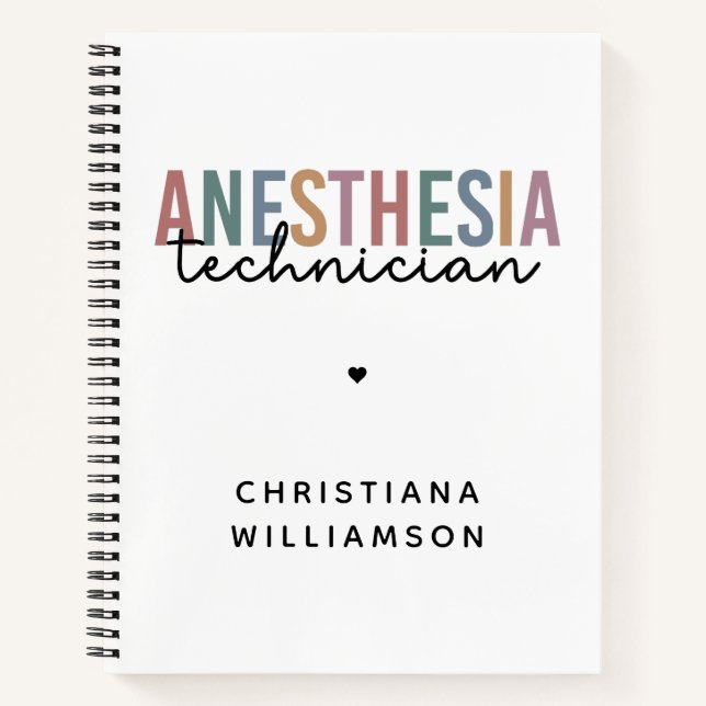 Custom Anesthesia Technician Retro Anesthetic Tech Notebook (Front)
