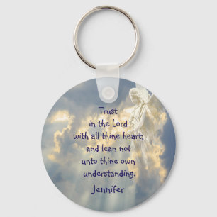 Custom Angel Trust in the Lord Quote Inspirational Keychain