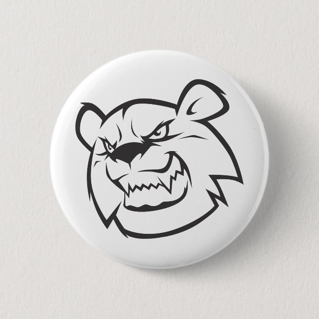 Custom Angry Bear Outline Logo 2 Inch Round Button (Front)
