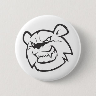 Custom Angry Bear Outline Logo 2 Inch Round Button