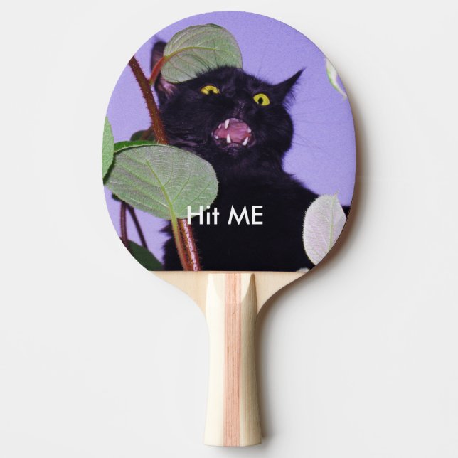 Custom Angry Halloween black cat Ping Pong Paddle (Front)