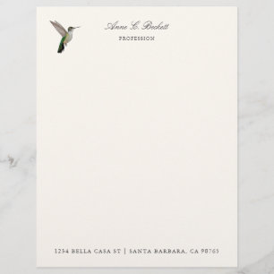 Custom Anna's Hummingbird  Letterhead
