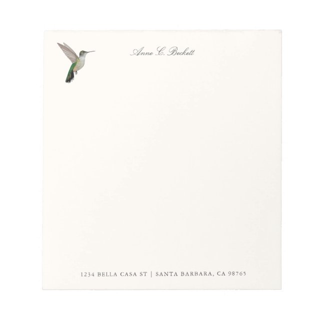 Custom Anna's Hummingbird Notepad (Front)