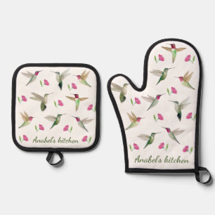 Custom Anna's Hummingbirds  Oven Mitt & Pot Holder Set