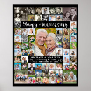 Custom Anniversary 64 Photo Collage Personalized Poster