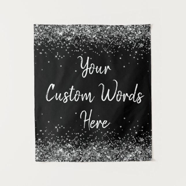 Custom Anniversary Backdrop Birthday Party Silver Tapestry (Front)