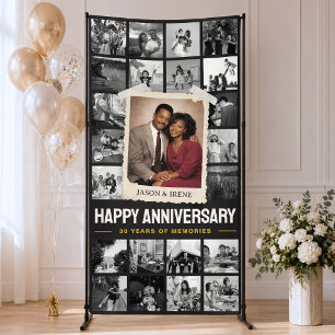 Custom Anniversary Banner, Retro Photo Collage 4x8 Banner