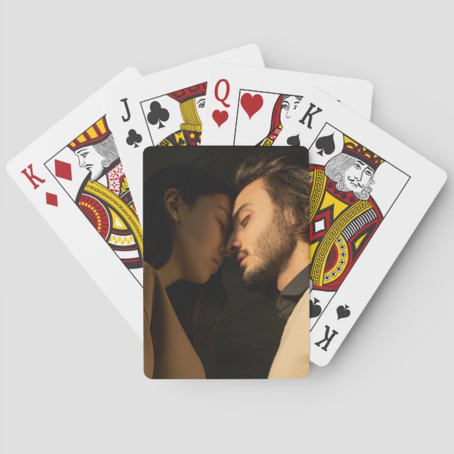 Custom Anniversary Couple Photo Keepsake Playing Cards (Back)