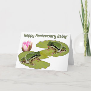 Custom Anniversary Frog Couple Water Lily Funny Card