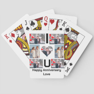 Custom Anniversary I Love you 7 Photo collage Playing Cards