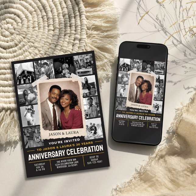 Custom Anniversary Invite, Retro Photo Collage Invitation (Custom Anniversary Invite, Retro Photo Collage Invitation)