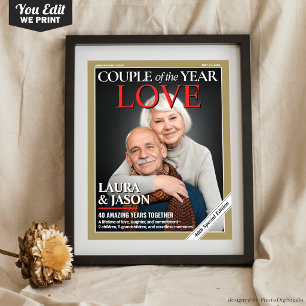 Custom Anniversary Magazine Cover, Couple Portrait Poster
