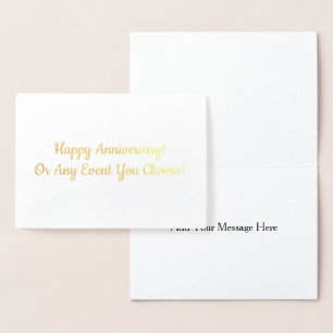 Custom Anniversary or Event Message Inside Gold Foil Card