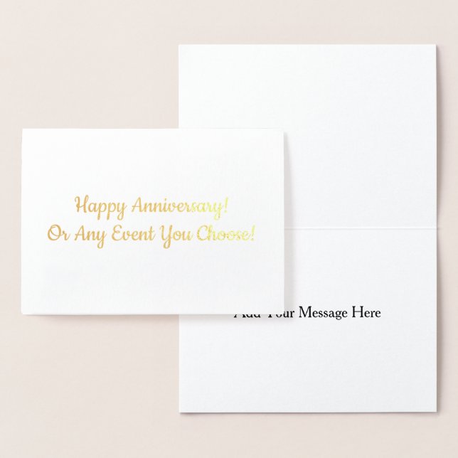 Custom Anniversary or Event Message Inside Gold Foil Card (Display)