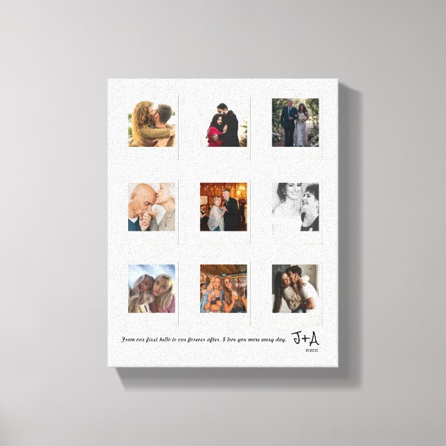 Custom Anniversary Photo Collage Frame Canvas Print (Front)