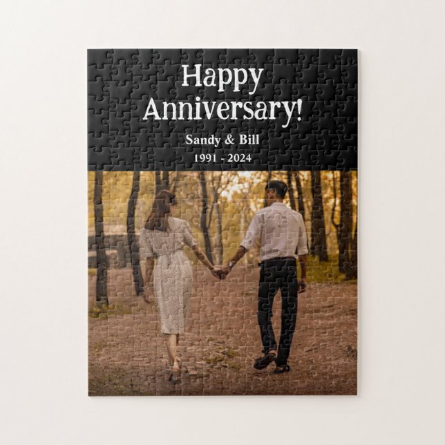 Custom anniversary photo create your own jigsaw puzzle (Vertical)