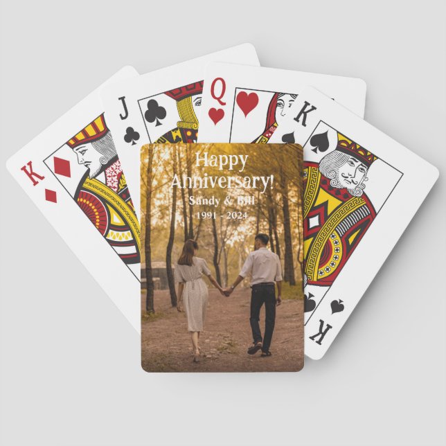 Custom anniversary photo create your own playing cards (Back)