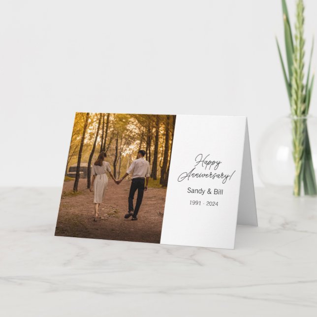 Custom anniversary photo create your own thank you card (Front)