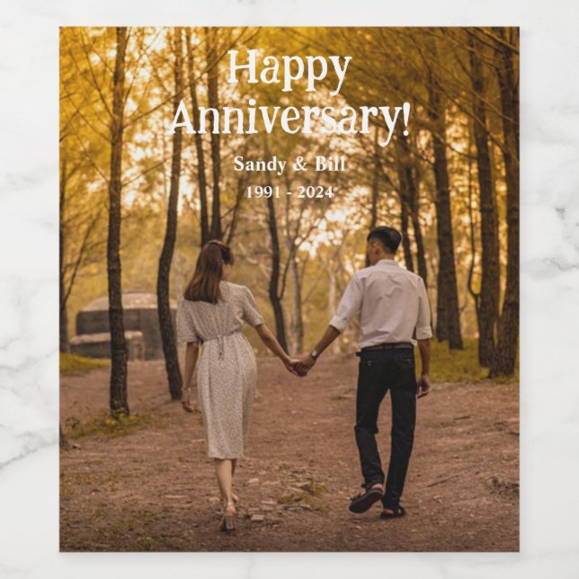 Custom anniversary photo create your own wine label (Single Label)