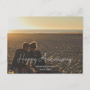 Custom Anniversary Photo Personalized text modern  Holiday Postcard