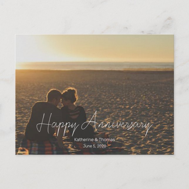 Custom Anniversary Photo Personalized text modern  Holiday Postcard (Front)