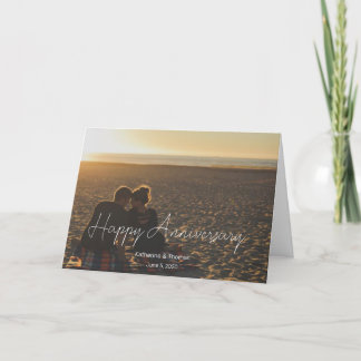 Custom Anniversary Photo Personalized text modern  Thank You Card