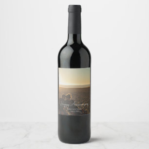 Custom Anniversary Photo Personalized text modern  Wine Label
