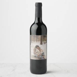 Custom Anniversary Photo Personalized text modern  Wine Label
