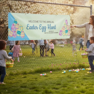 Custom Annual Easter Egg hunt signage hosted by Banner