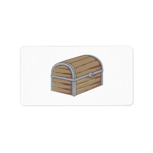 Custom Antique Wooden Pirate Treasure Chest Button Label